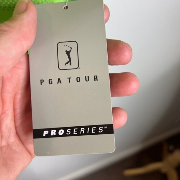 Pga Tour Mens $68 Regular Fit Short Sleeve Golf Polo Shirt Large Green Striped - Picture 4 of 9